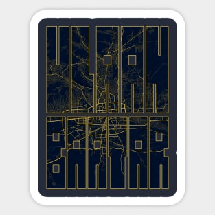 Ulaanbaatar, Mongolia City Map Typography - Gold Art Deco Sticker